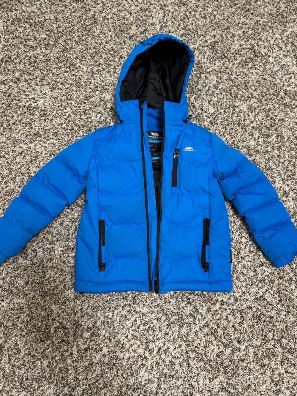 Trespass Kids Bright Blue Hooded Puffer Jacket